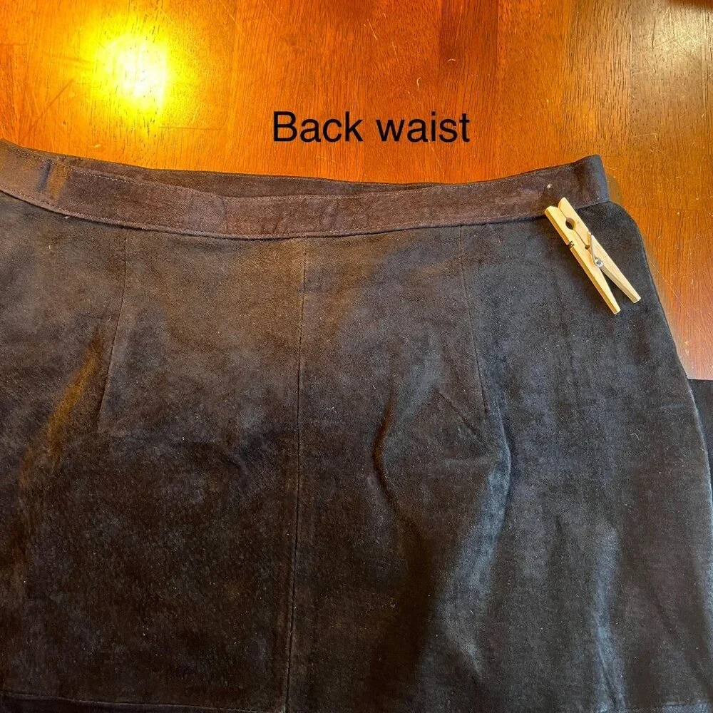 Black Suede Leather Pencil Skirt Womens 30